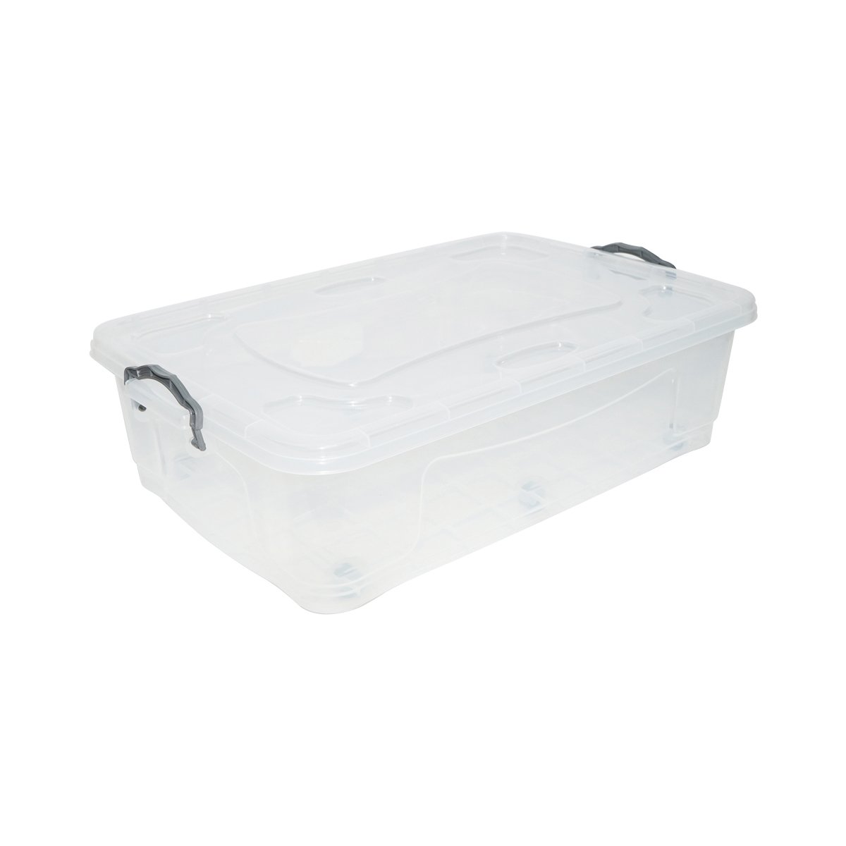 Cutie depozitare 40L cu capac si roti din plastic transparenta 725x470x200mm